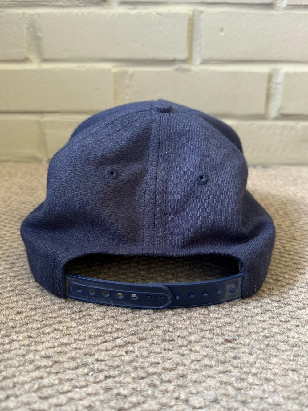 SUPREME Chrome Classic Logo Adjustable Snapback Hat FW16 Navy Blue Made In USA